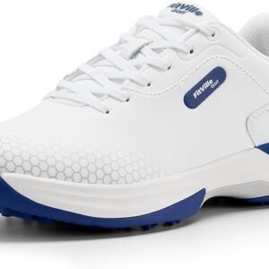 FitVille Wide & Extra Wide Mens Golf Shoes Professional Outdoor Waterproof Spiked Golf Shoes for Men